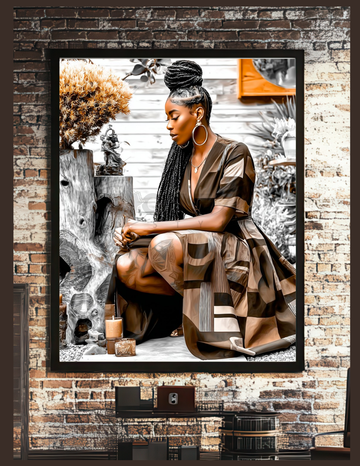 Black Woman Wall Art | Afrocentric Summer Vibes | Digital Download for Living Room
