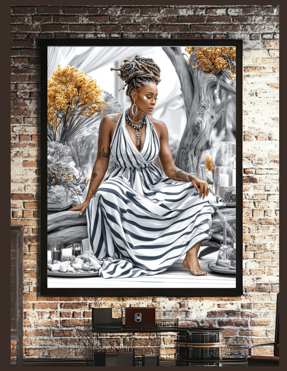 Black Woman Wall Art | Afrocentric Summer Vibes | Digital Download for Living Room