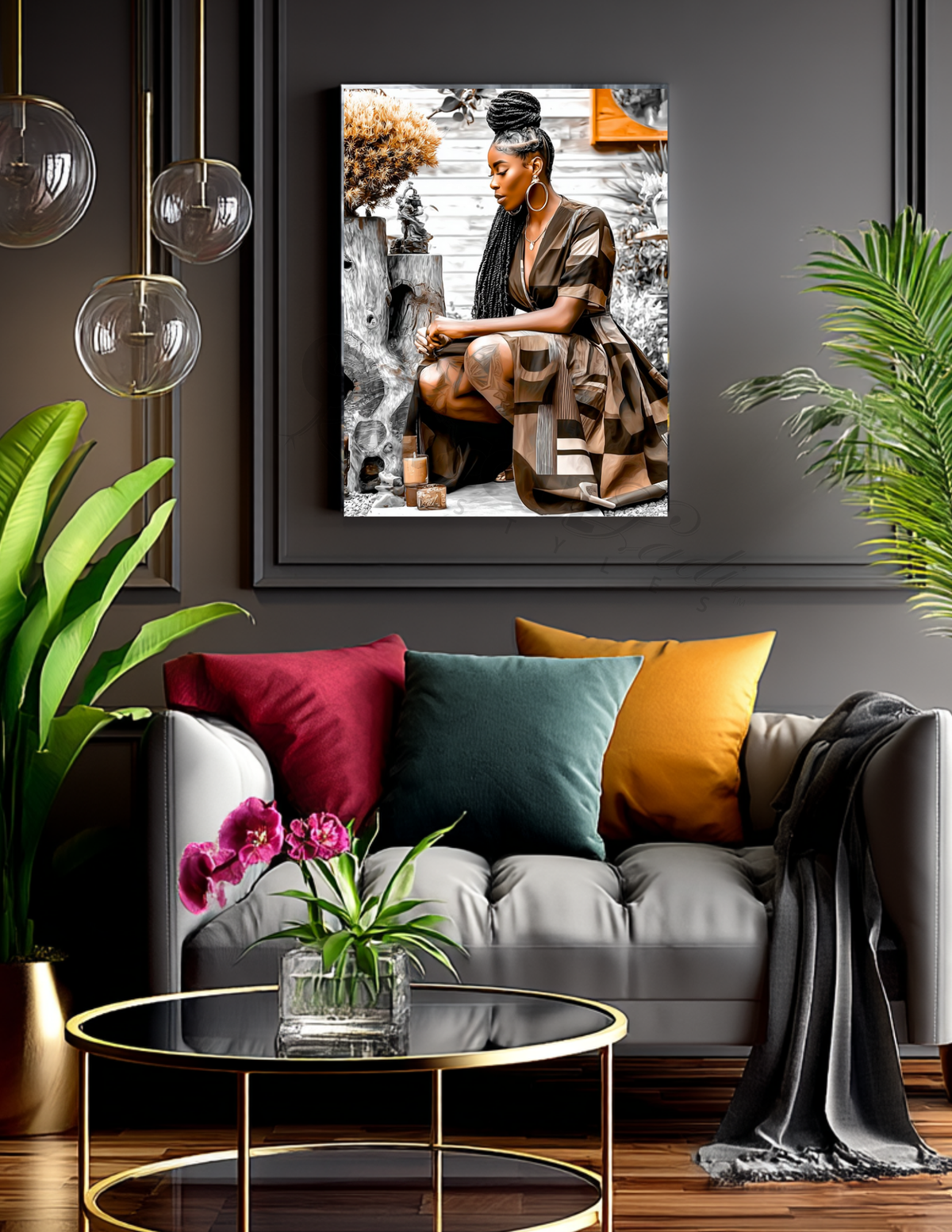 Black Woman Wall Art | Afrocentric Summer Vibes | Digital Download for Living Room