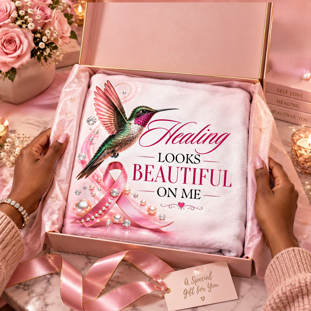 Healing Looks Beautiful on Me Breast Cancer Awareness Blanket
