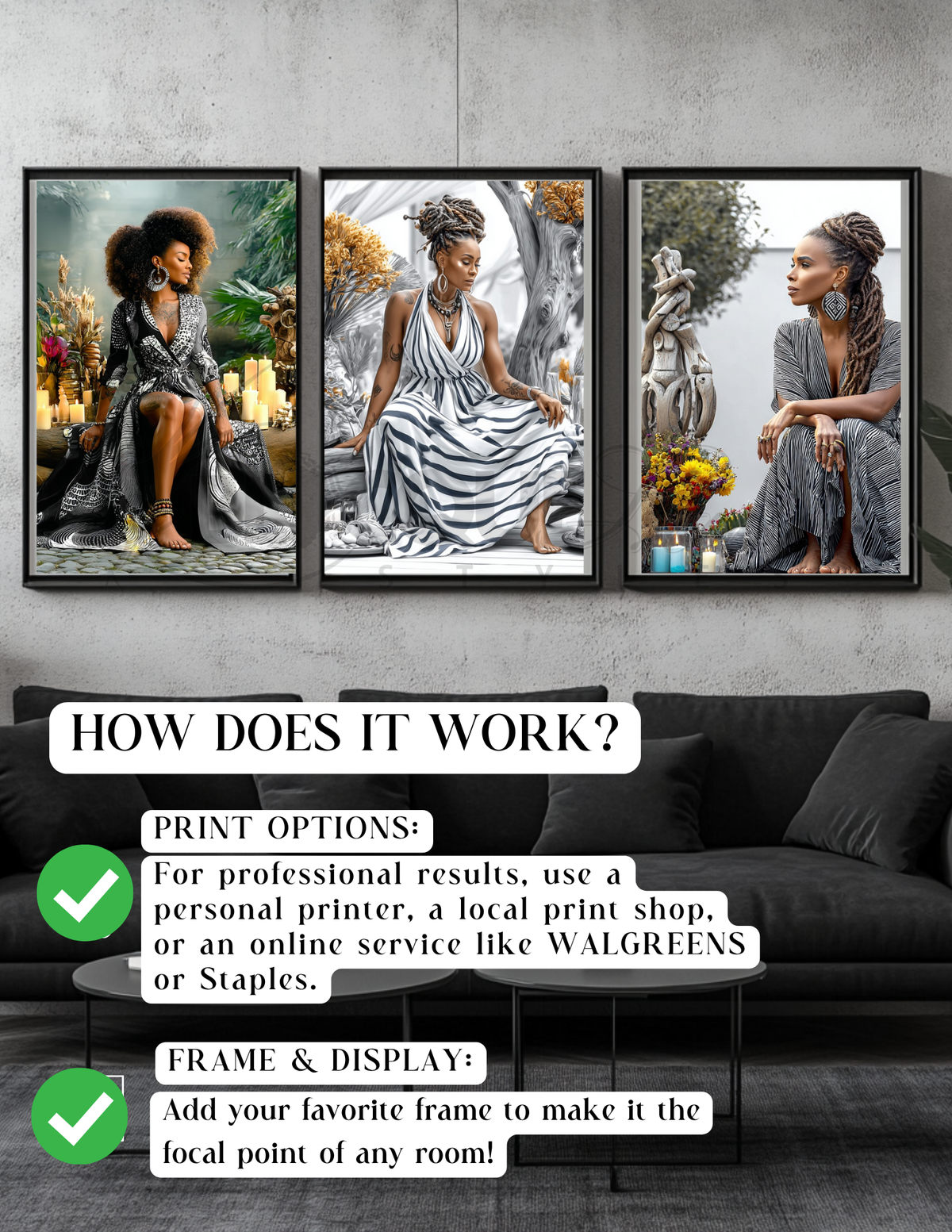 Black Woman Wall Art | Afrocentric Summer Vibes | Digital Download for Living Room