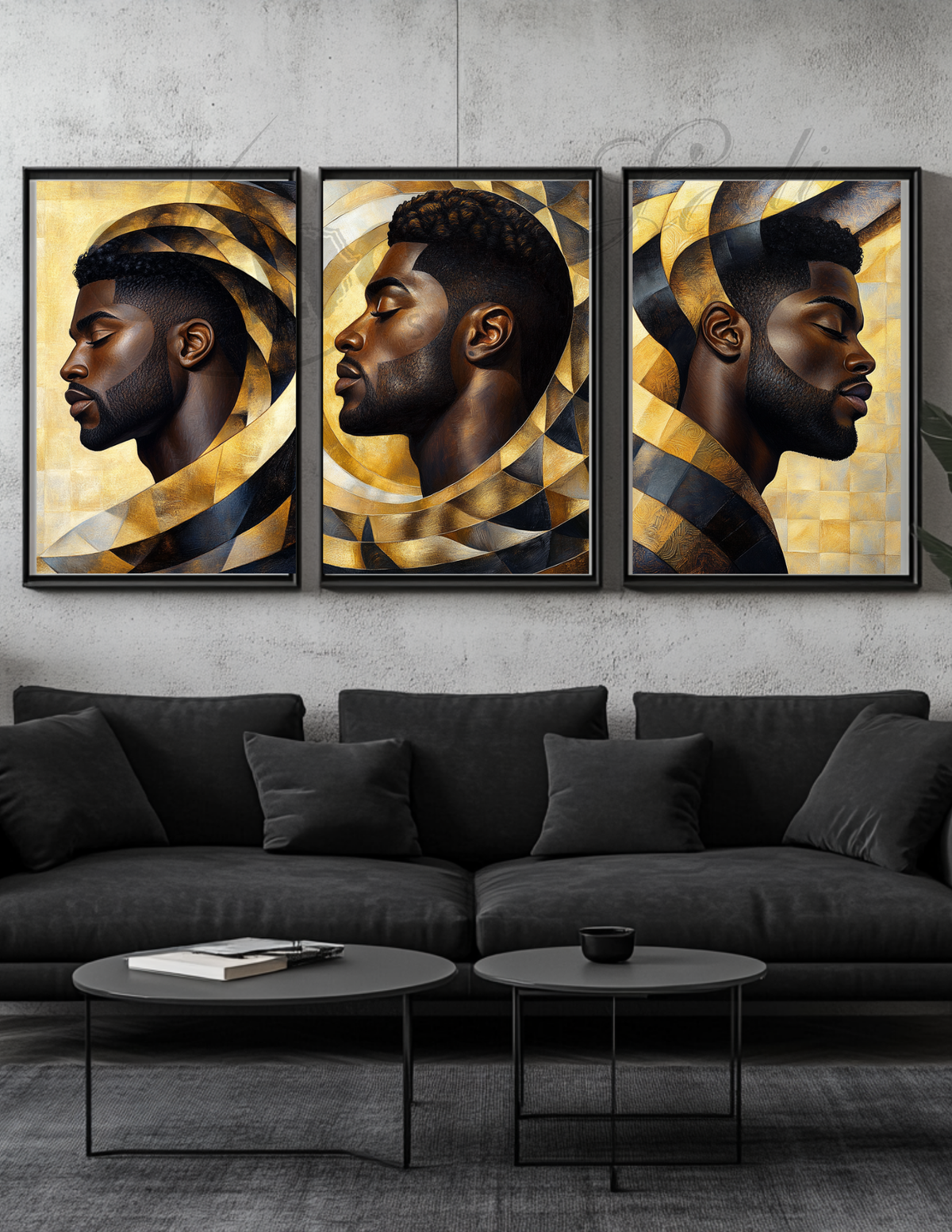 Black King & Queen Wall Art | Set of 3 Afrocentric Prints | Gold Bronze Digital Downloads | Bathroom, Bedroom, Living Room Decor