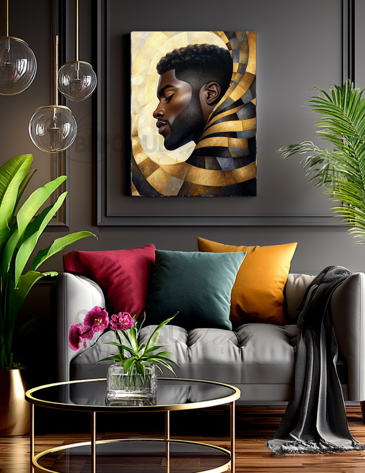 Black King & Queen Wall Art | Set of 3 Afrocentric Prints | Gold Bronze Digital Downloads | Bathroom, Bedroom, Living Room Decor