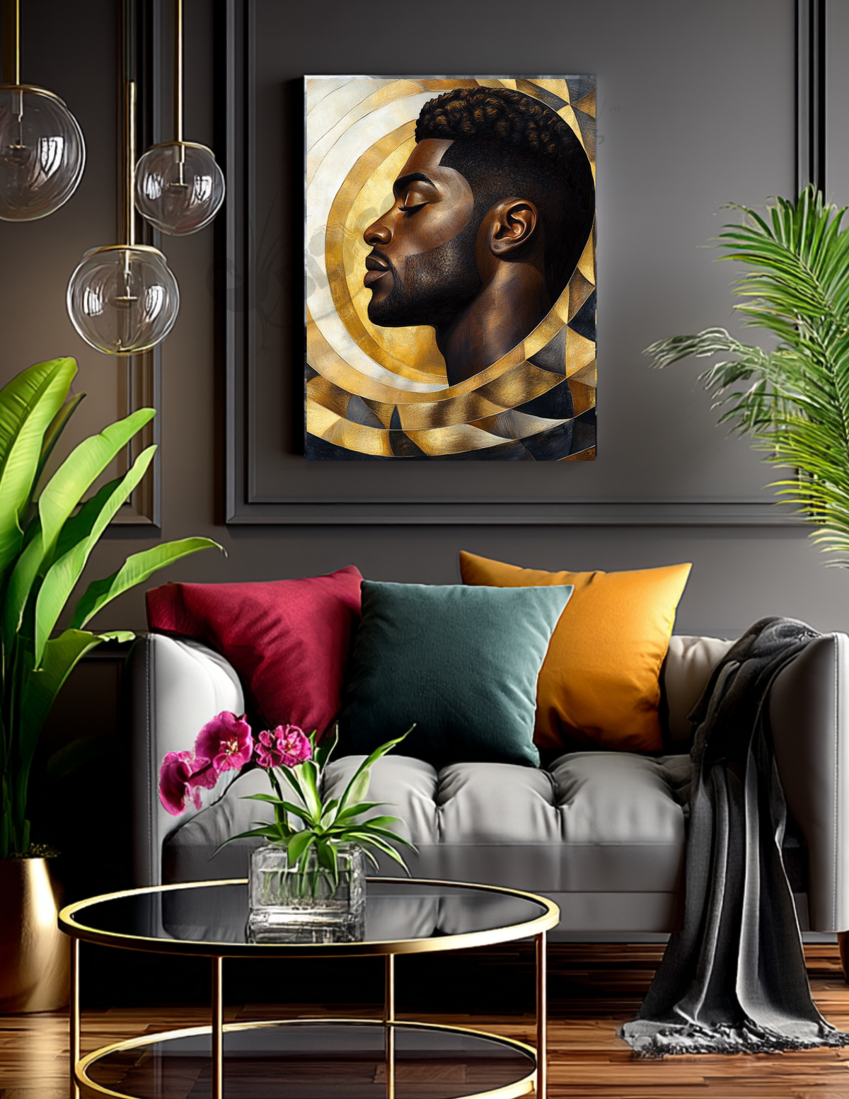 Black King & Queen Wall Art | Set of 3 Afrocentric Prints | Gold Bronze Digital Downloads | Bathroom, Bedroom, Living Room Decor