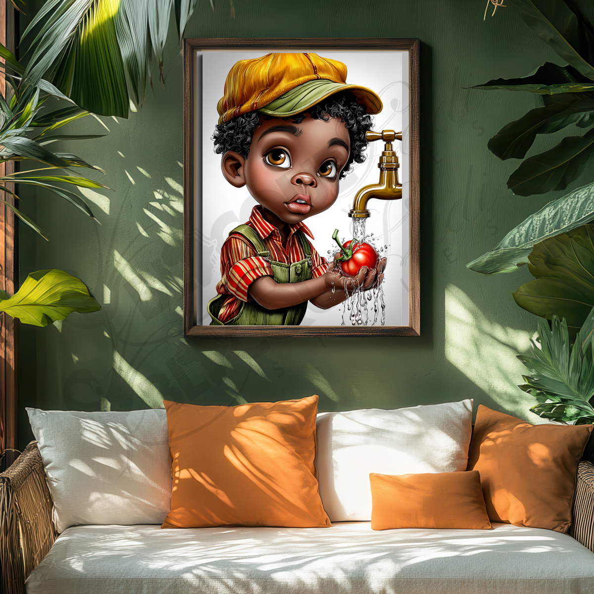 Whimsical Afrocentric Nursery Wall Art | Little Black Boys Farm-to-Table Prints | Digital Download for Kitchen, Playroom & Classroom