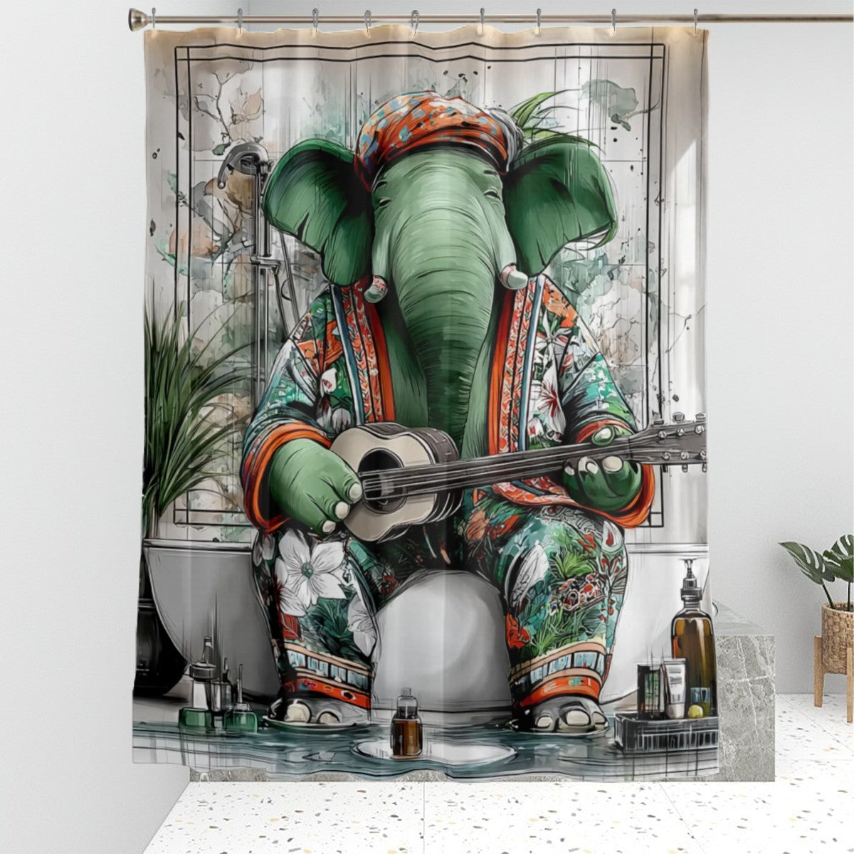 Boho Elephant Shower Curtain | Bathroom Decor